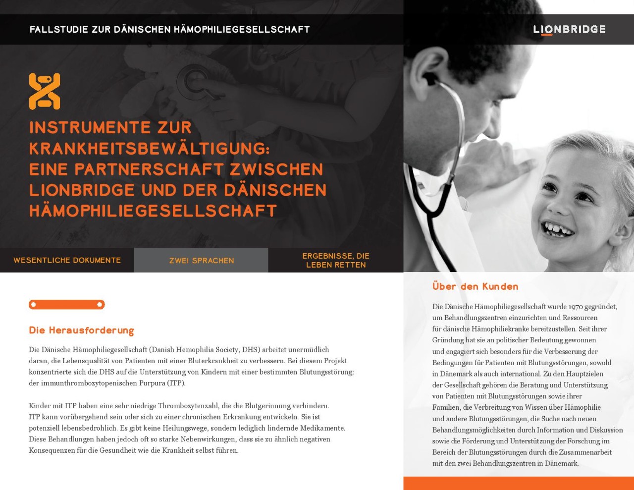 Titelseite der Fallstudie zur dänischen Hämophiliegesellschaft