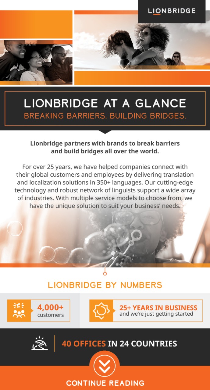 Continue reading snip of lionbridge overview infographic