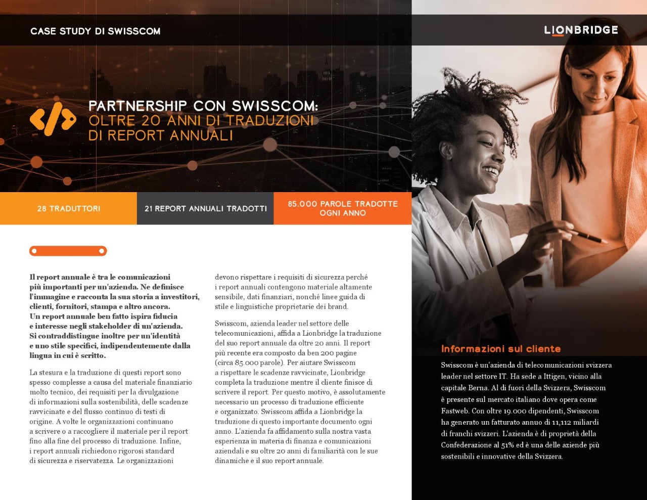 Copertina del case study di Swisscom